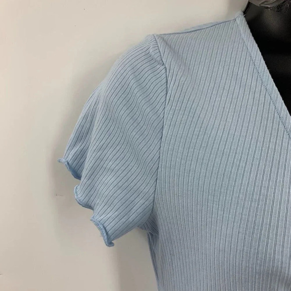 Bp Nordstrom Women's Tie Front Lettuce Edge Minidress In Blue Cashmere SZ M NWT - Picture 5 of 13